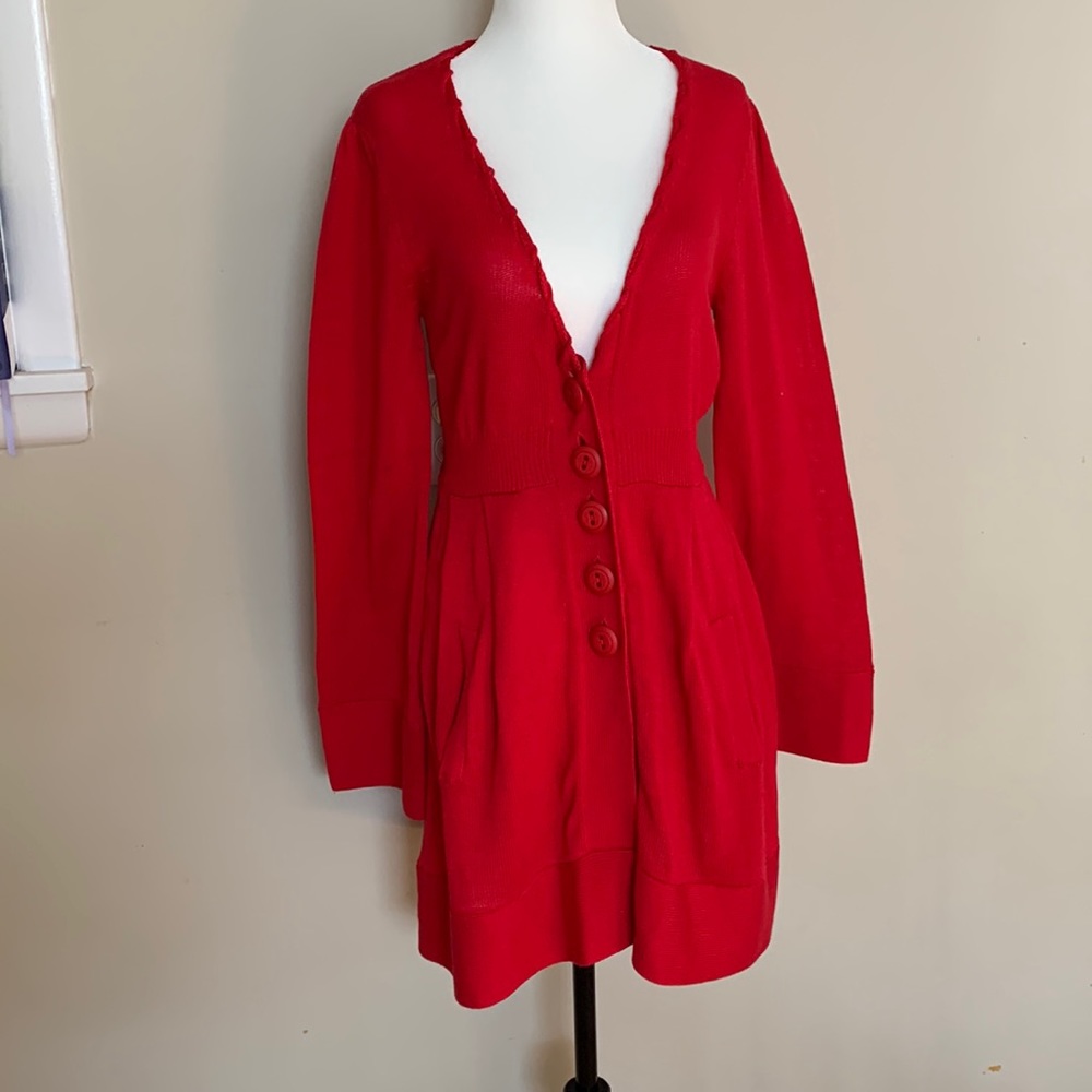 Nanette lepore red knitted cardigan